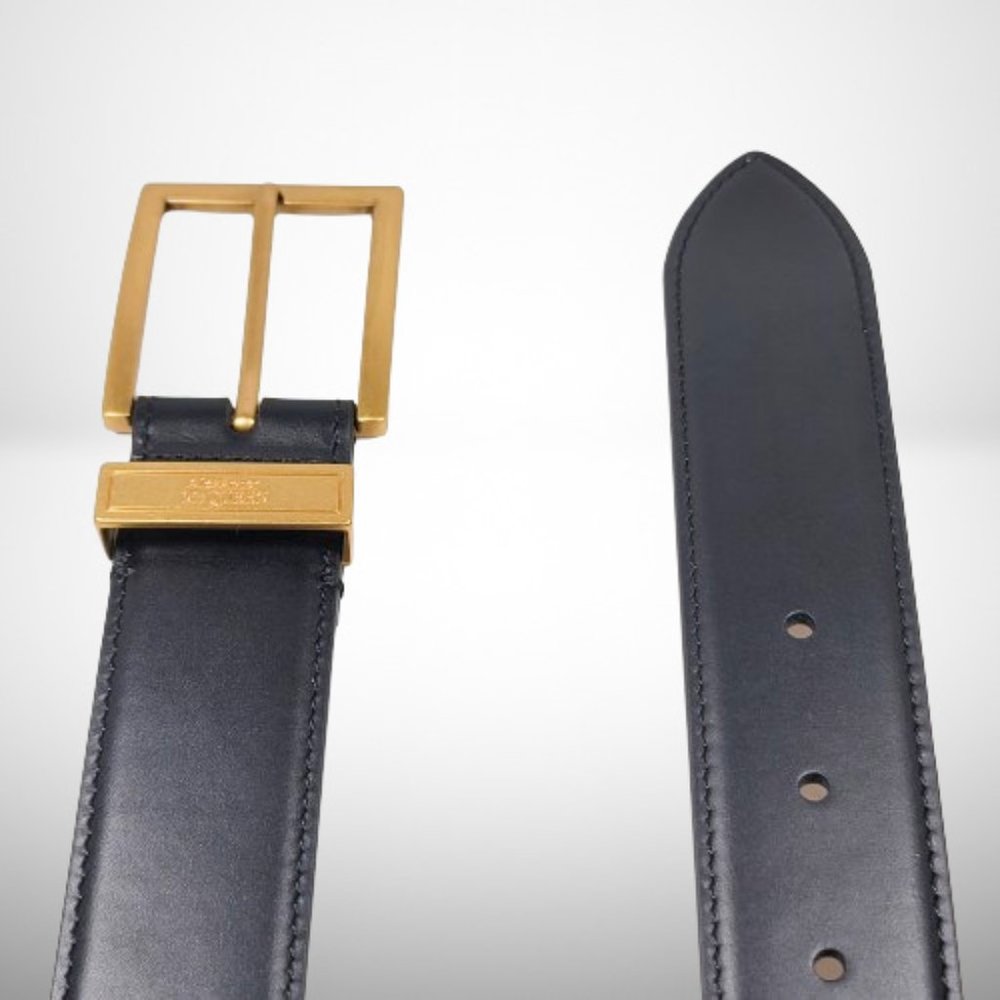 ALEXANDER MCQUEEN Men's The Gold Tone Buckle Belt in Black Calfskin Leather - Picture 6 of 8